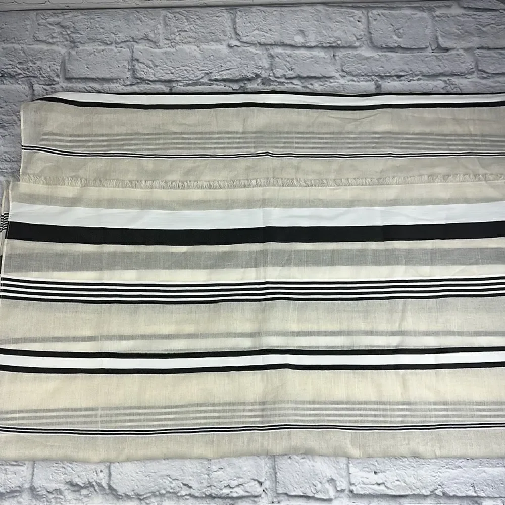 Talbots Ivory and Black Striped Scarf NWT